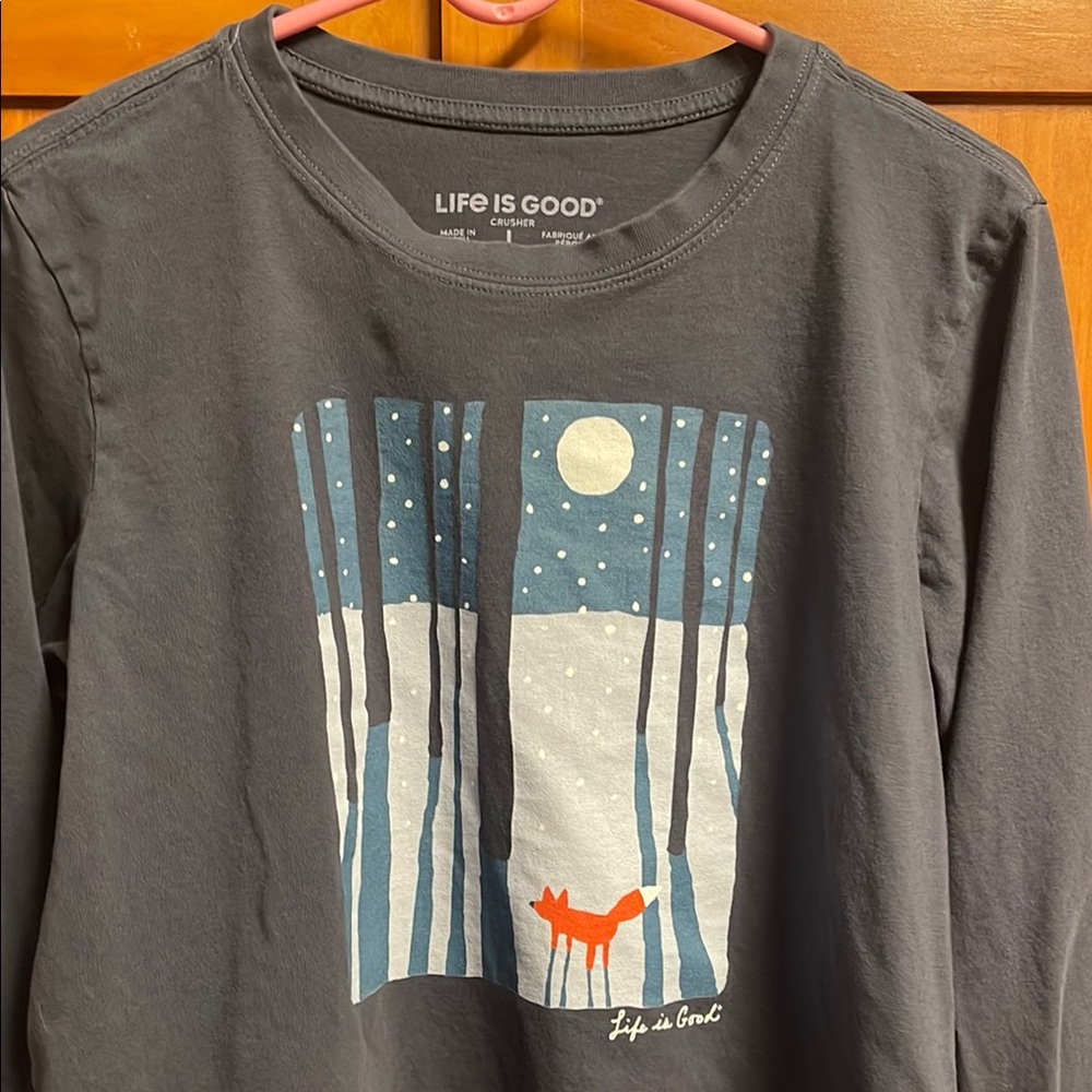 Life is Good Kids' Charcoal Fox Forest Graphic Tee
